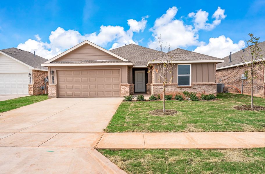Representative exterior photo of a completed home built from the TAYLOR by D.R. Horton in Faculty Row, Abilene, TX (Image 2).