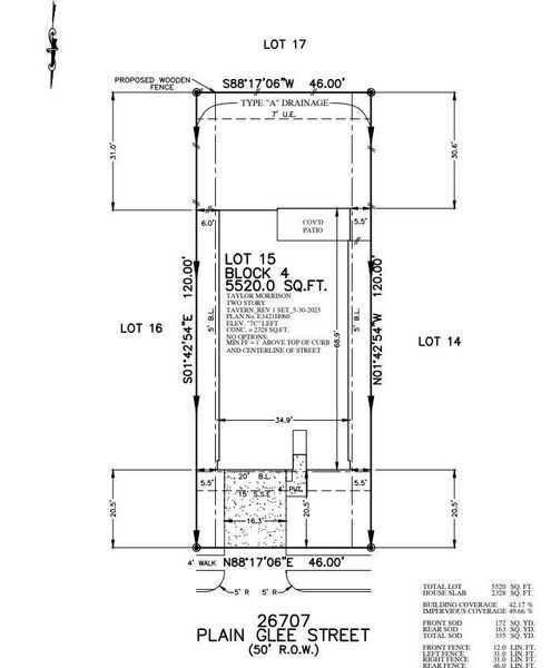 26707 Plain Glee Street preliminary plot plan