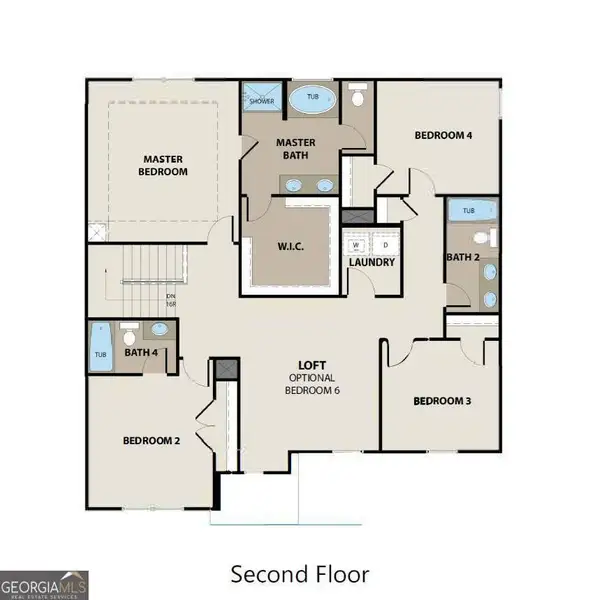 2D floor plan layout of this home in Killian Manor at The Adares, Adairsville, GA (Image 3).