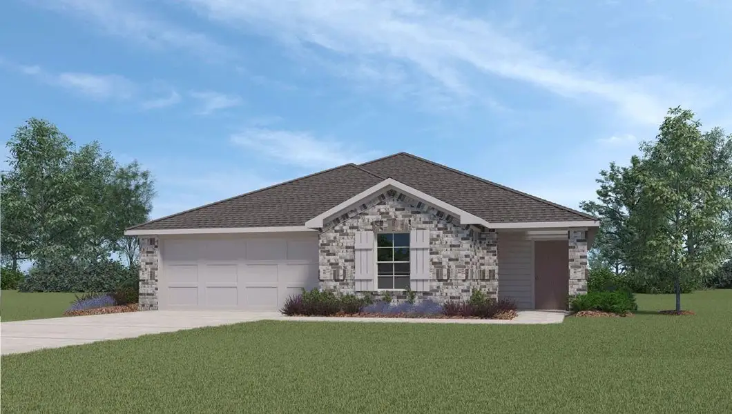 Front exterior of a new home in Victory Ranch, Killeen, TX, highlighting curb appeal (Image 1).