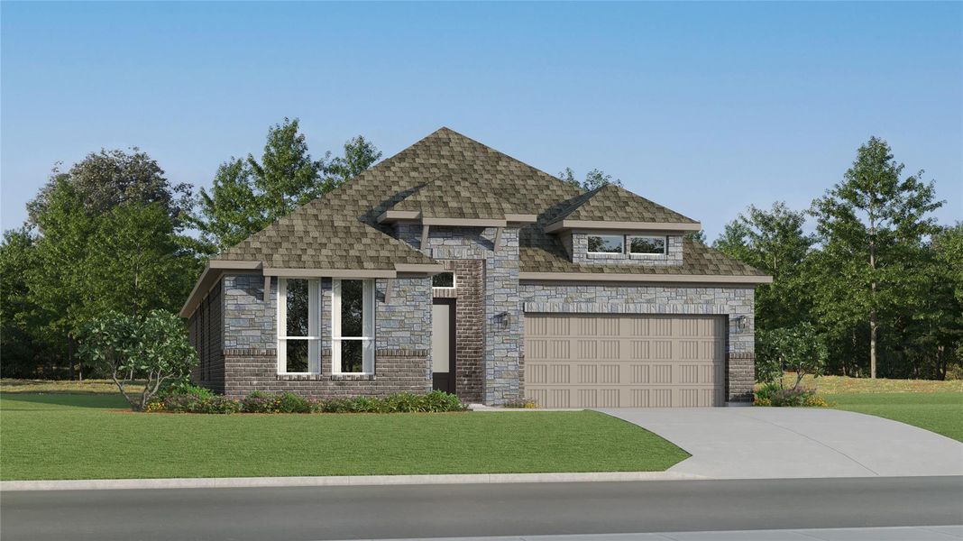 Front exterior of a new home in Cotton Brook, Hutto, TX, highlighting curb appeal (Image 20).