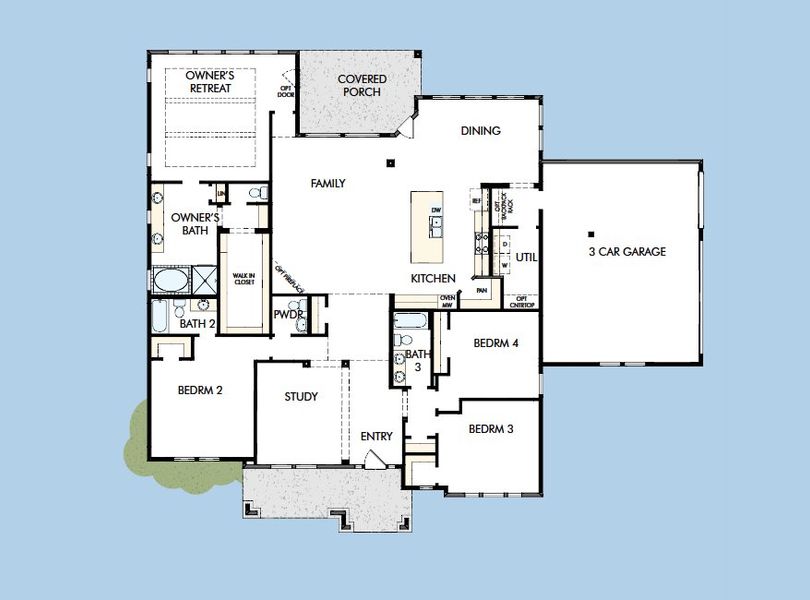 2D floor plan layout for the The Sagewood by David Weekley Homes in Thornebrook, Bulverde, TX (Image 4).