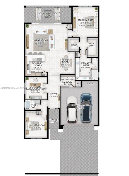 2D floor plan layout of this home in Apex at Avenir, Palm Beach Gardens, FL (Image 5).