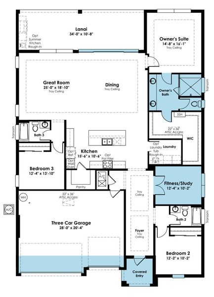 2D floor plan layout of this home in Cresswind at Lake Harris, Tavares, FL (Image 5).