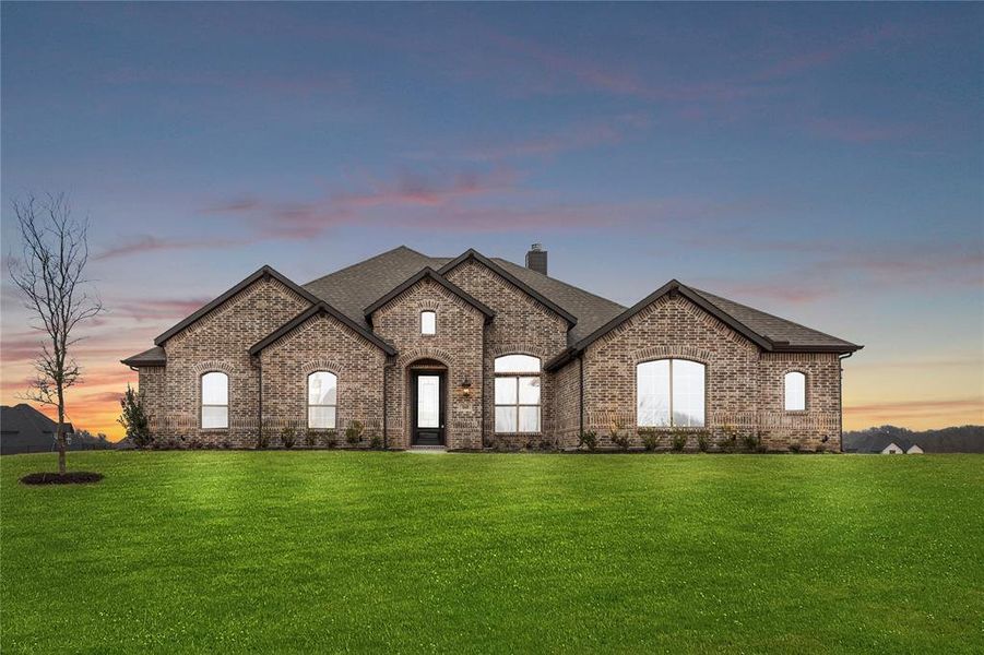 Front exterior of a new home in The Meadows, Gunter, TX, highlighting curb appeal (Image 20).