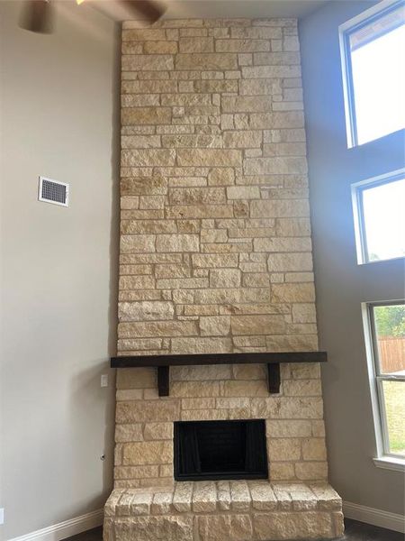 Close up of fireplace