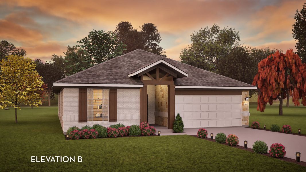 Front exterior of a new home in Creekhaven, Arcola, TX, highlighting curb appeal (Image 2).