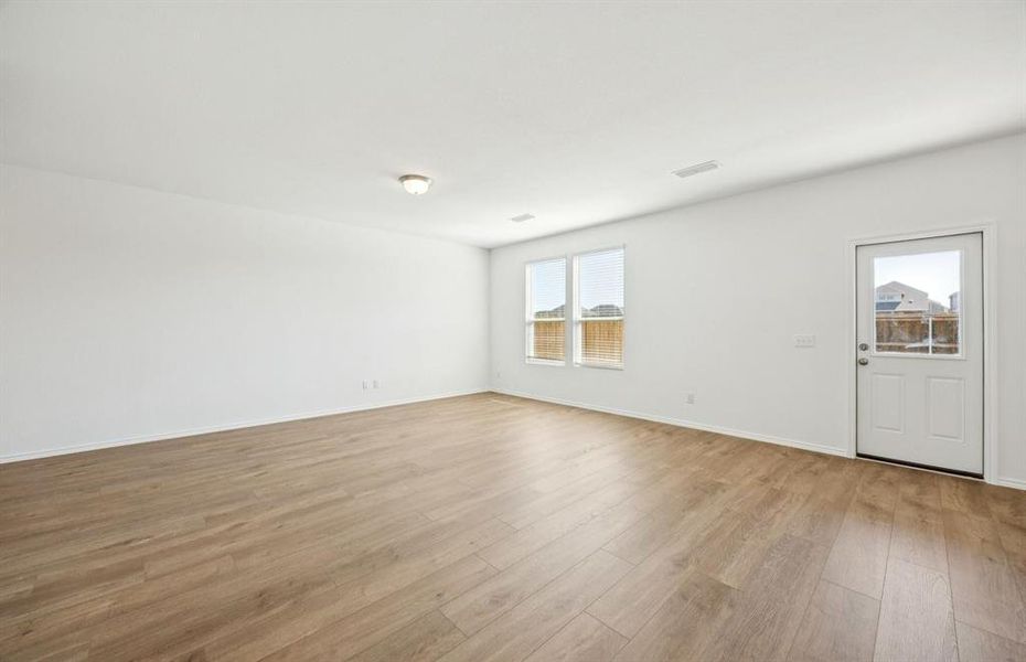 Spacious gathering room with large windows