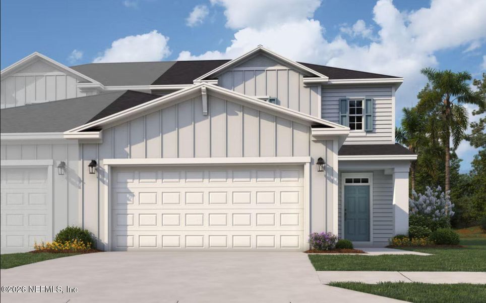 Front exterior of a new home in , Palm Coast, FL, highlighting curb appeal (Image 1). Front exterior of a new home in , Palm Coast, FL, highlighting curb appeal (Image 1).