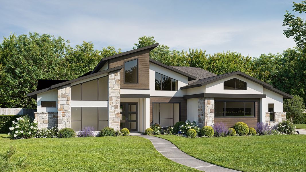 Front exterior of a home in the Enchanted Creek 1 Acre community, located in Allen, TX (Image 10).