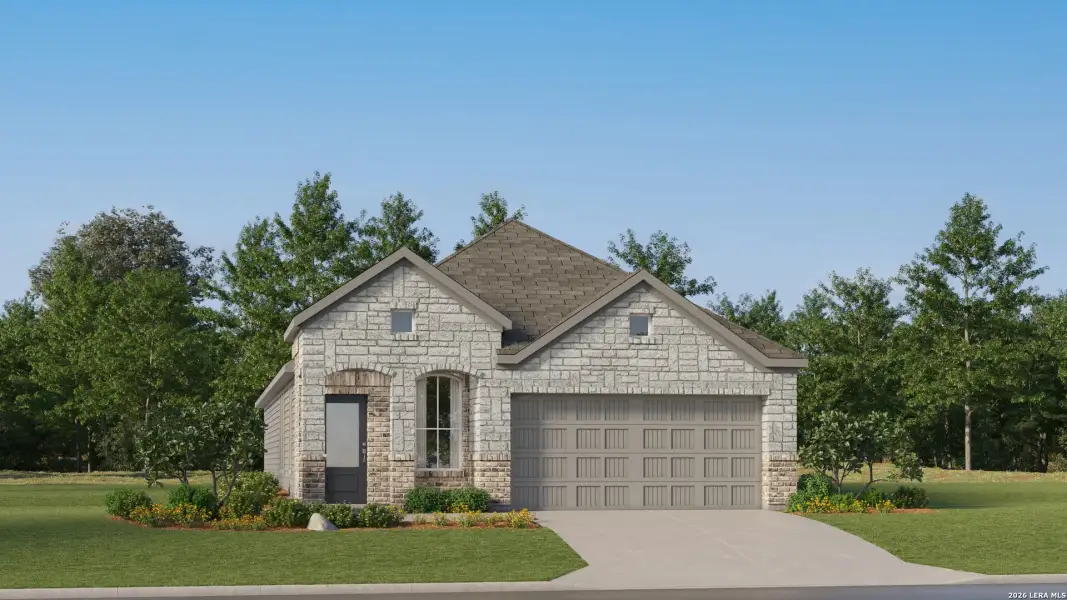 Front exterior of a new home in Vida, San Antonio, TX, highlighting curb appeal (Image 23). Front exterior of a new home in Vida, San Antonio, TX, highlighting curb appeal (Image 23).