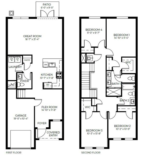 2D floor plan layout for the Gilliam by D.R. Horton in Vineyards, Davie, FL (Image 2).