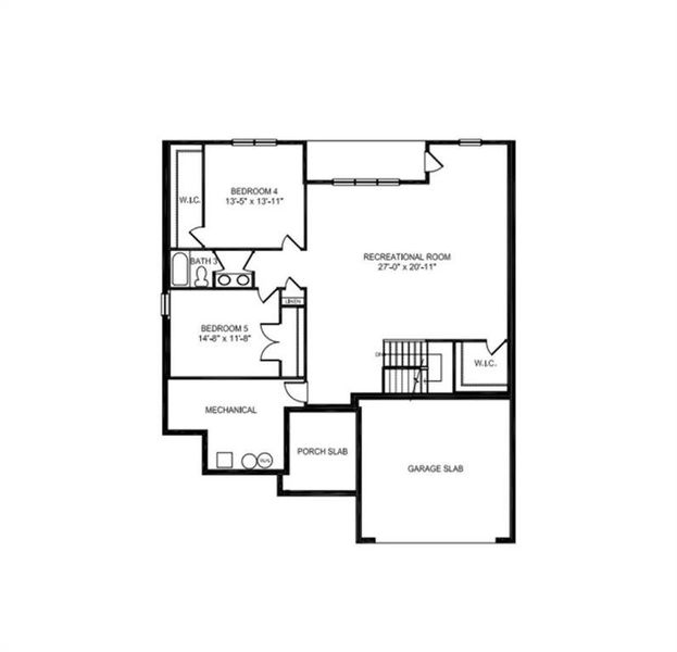 2D floor plan layout of this home in The Fields of Walnut Creek, Pendergrass, GA (Image 3).