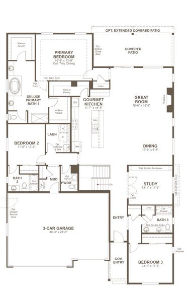 2D floor plan layout for the Powell by Richmond American Homes in The Aurora Highlands, Aurora, CO (Image 3). 2D floor plan layout for the Powell by Richmond American Homes in The Aurora Highlands, Aurora, CO (Image 3).