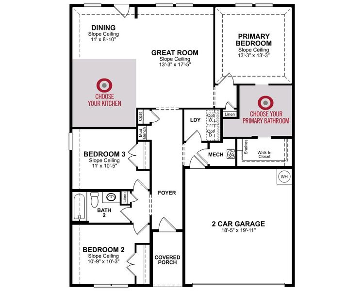 2D floor plan layout for the Allegheny by Beazer Homes in Lake Pointe, Little Elm, TX (Image 5).