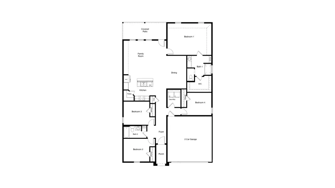 2D floor plan layout for the Justin by D.R. Horton in Hadley Farms, Godley, TX (Image 5).