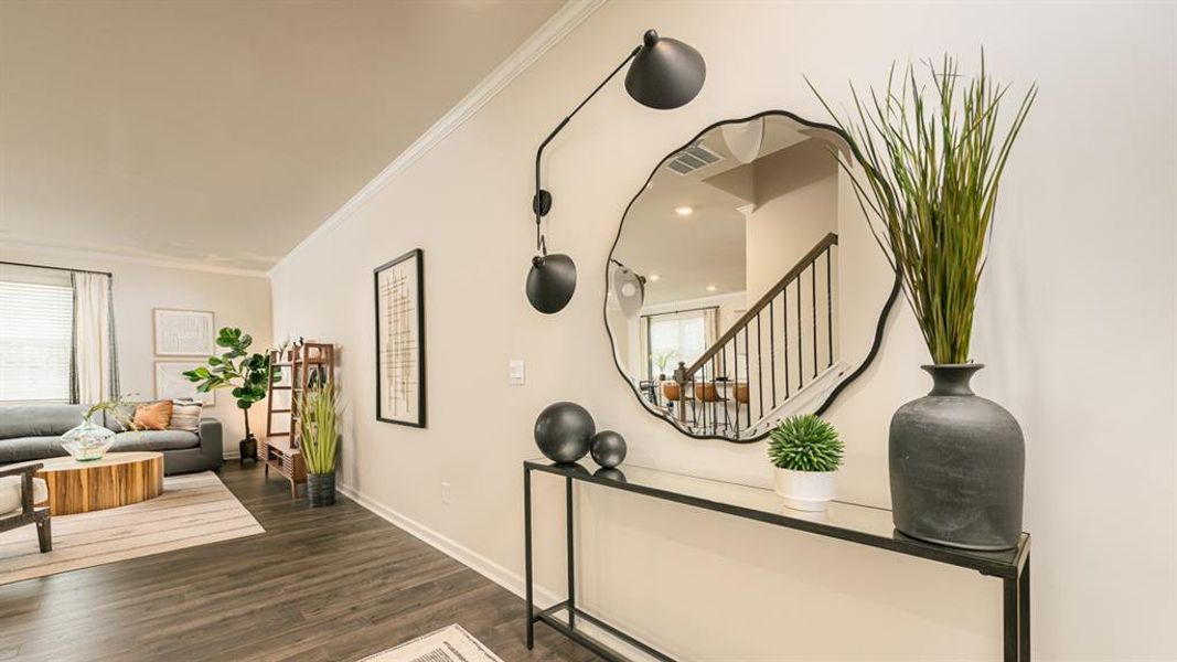 Furnished interior view inside a new home in Rosewood Farms, Acworth (Image 4). Furnished interior view inside a new home in Rosewood Farms, Acworth (Image 4).