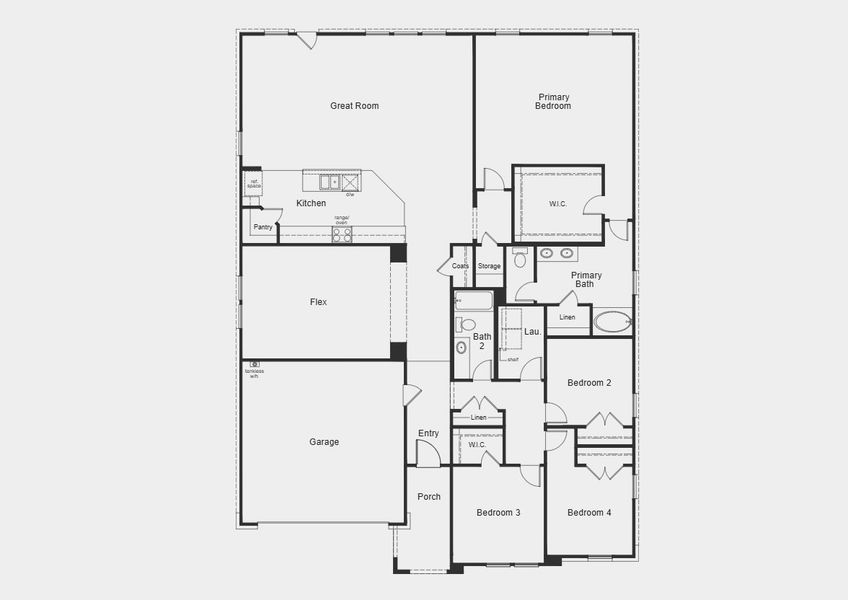 2D floor plan layout for the Plan 2625 by KB Home in Sierra Vista at Kelly Ranch, Aledo, TX (Image 3). 2D floor plan layout for the Plan 2625 by KB Home in Sierra Vista at Kelly Ranch, Aledo, TX (Image 3).