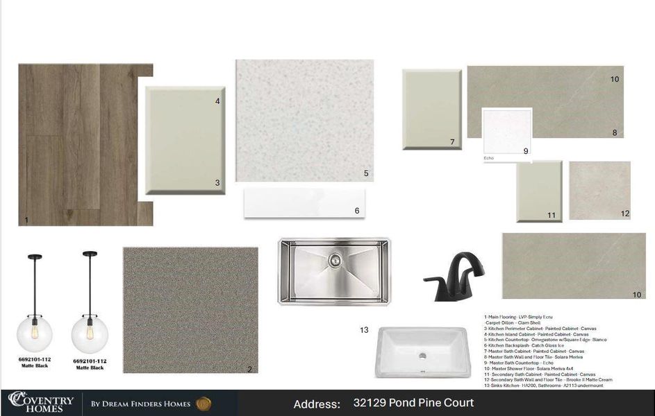 Sample of building materials used in homes in The Meadows at Imperial Oaks, Spring (Image 5).