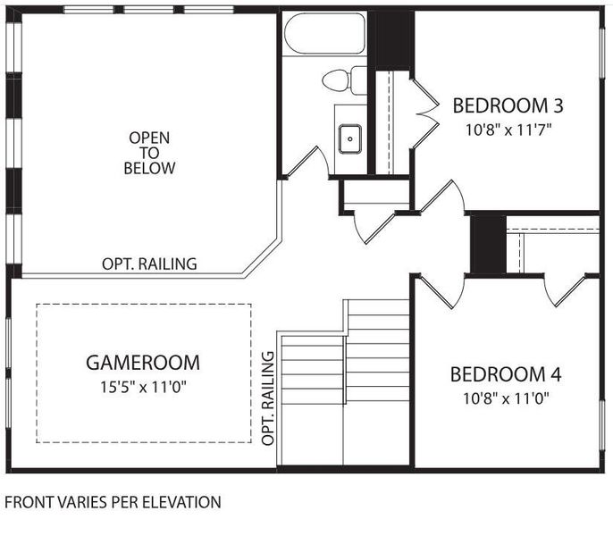 2D floor plan layout of this home in The Colony - 50', Bastrop, TX (Image 4).