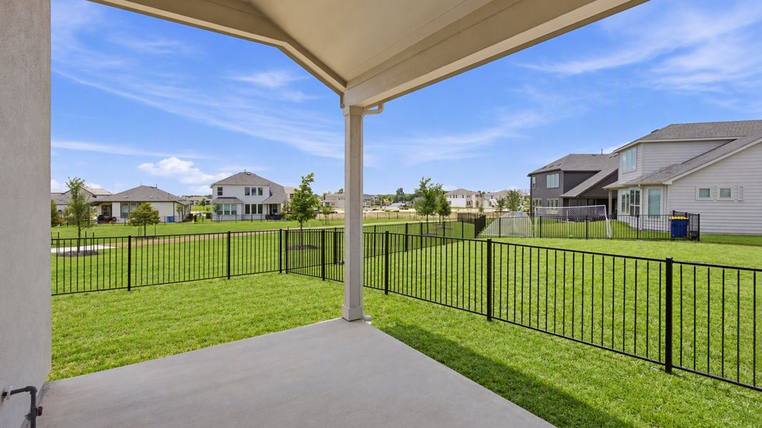 Exterior details and patio area of a home in Preserve at Lakeside Meadows, Pflugerville (Image 20). Exterior details and patio area of a home in Preserve at Lakeside Meadows, Pflugerville (Image 20).