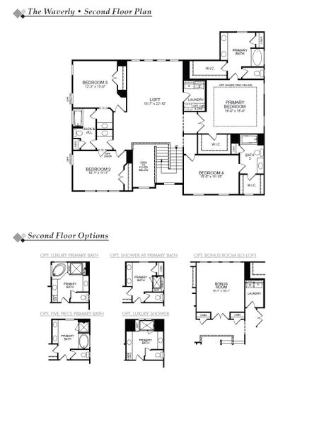 2D floor plan layout for the Waverly by Eastwood Homes in High Springs, Clayton, NC (Image 4).
