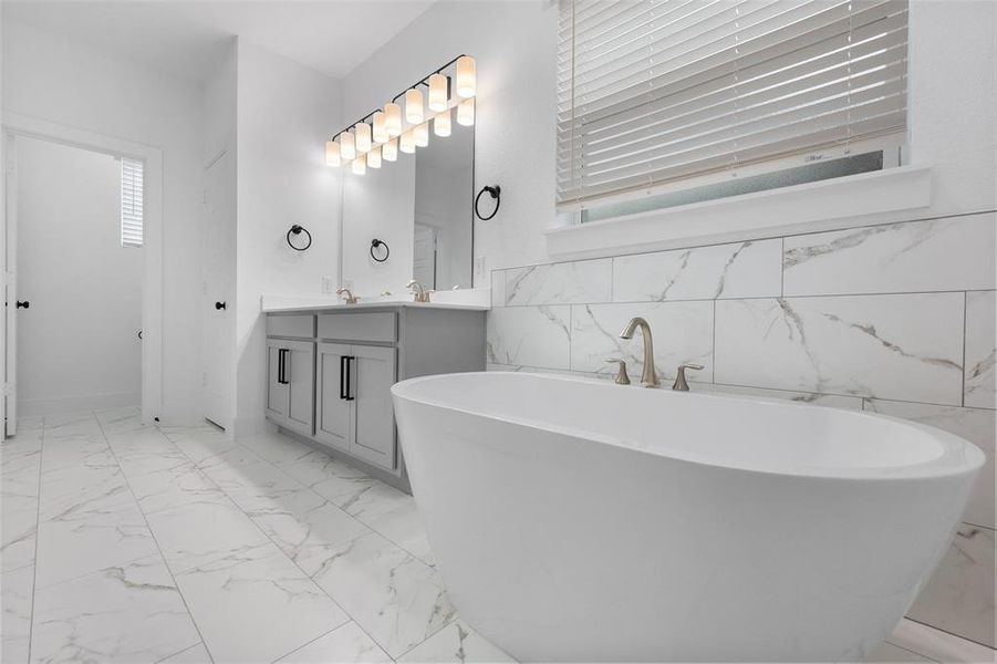 Primary bathroom with soaking tub Primary bathroom with soaking tub