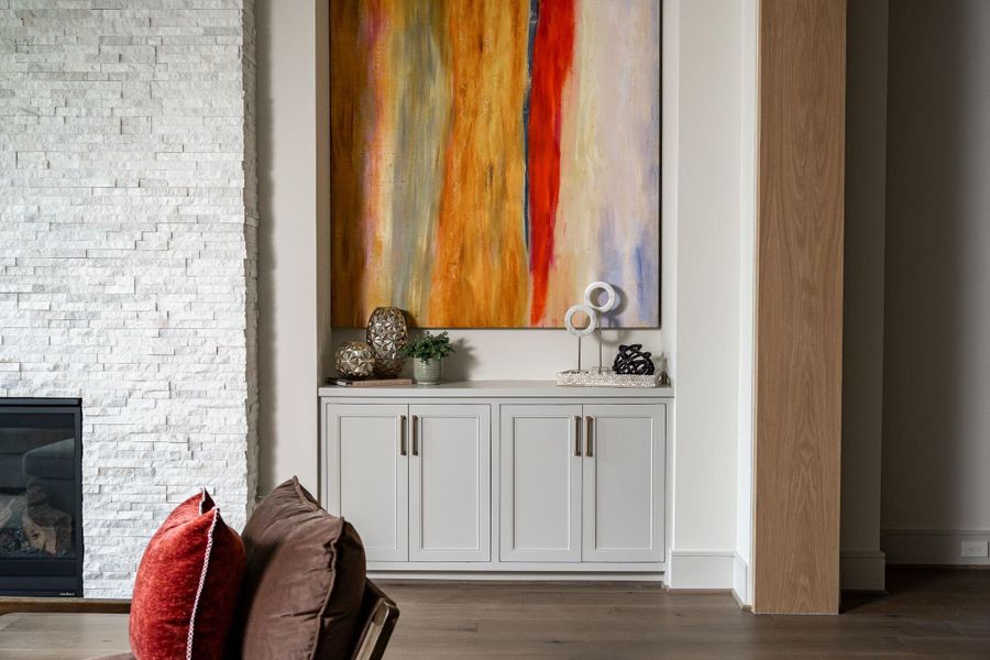 Site-built custom cabinetry with inset doors and soft-close hinges hide your audiovisual equipment, games, blankets, and more. Site-built custom cabinetry with inset doors and soft-close hinges hide your audiovisual equipment, games, blankets, and more.