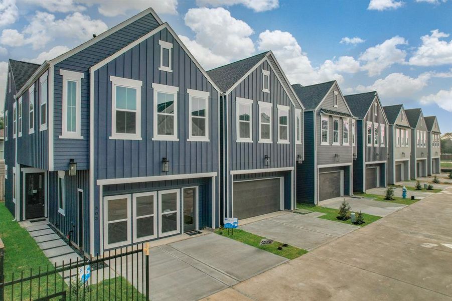 Each home has its own driveway.