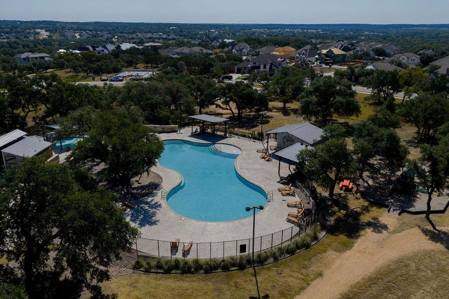 Community has a pool, playground, party barn, dog park, coffee shop, creekside pavilion, and activity barn (including yard games and kayaks).