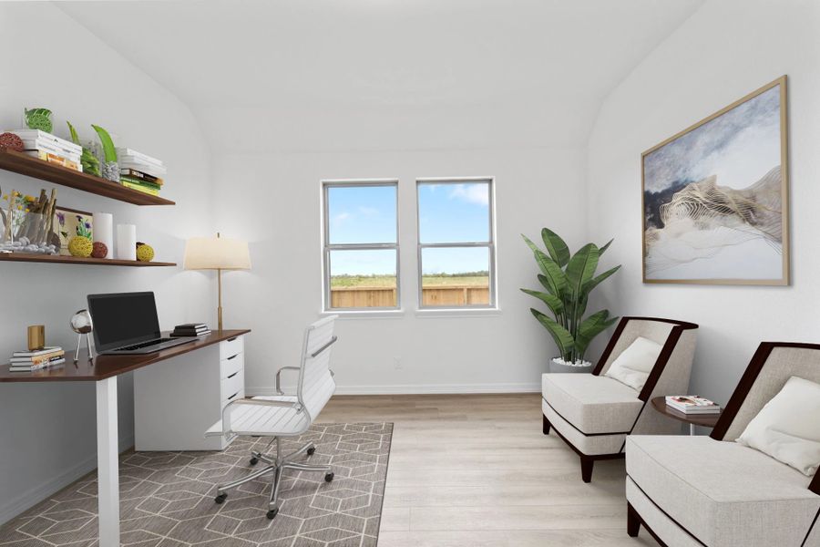 Study. Note: Sample product photo. Actual exterior and interior selections may vary by homesite. Photo may be virtually staged