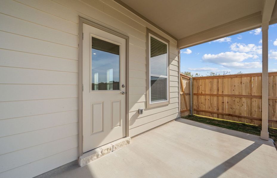 Exterior details and patio area of a home in Patterson Ranch, Georgetown (Image 27). Exterior details and patio area of a home in Patterson Ranch, Georgetown (Image 27).