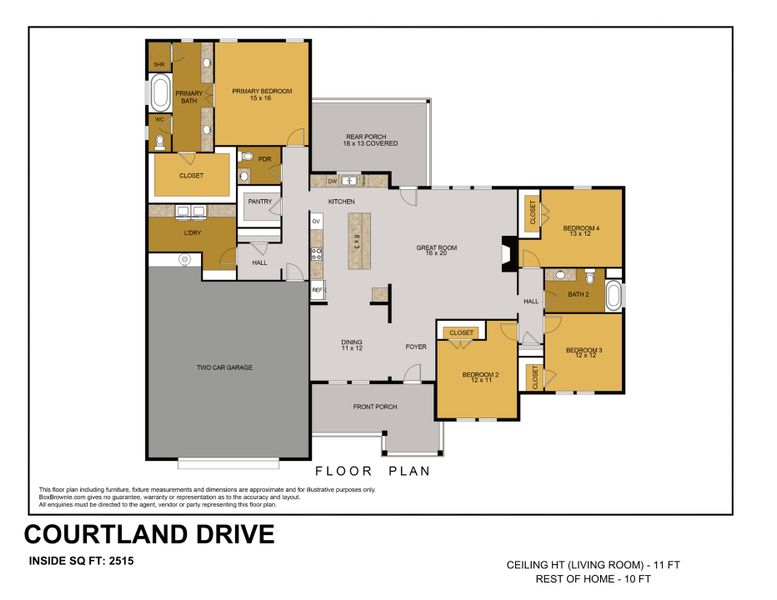 2D floor plan layout for the Courtland Drive by Trinity Classic Homes in The Reserve at Shadle, Poolville, TX (Image 5). 2D floor plan layout for the Courtland Drive by Trinity Classic Homes in The Reserve at Shadle, Poolville, TX (Image 5).