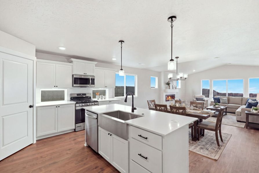 Representative furnished interior of a home built from the Laurel by MonteVista Homes in IronHorse, Prineville (Image 5).