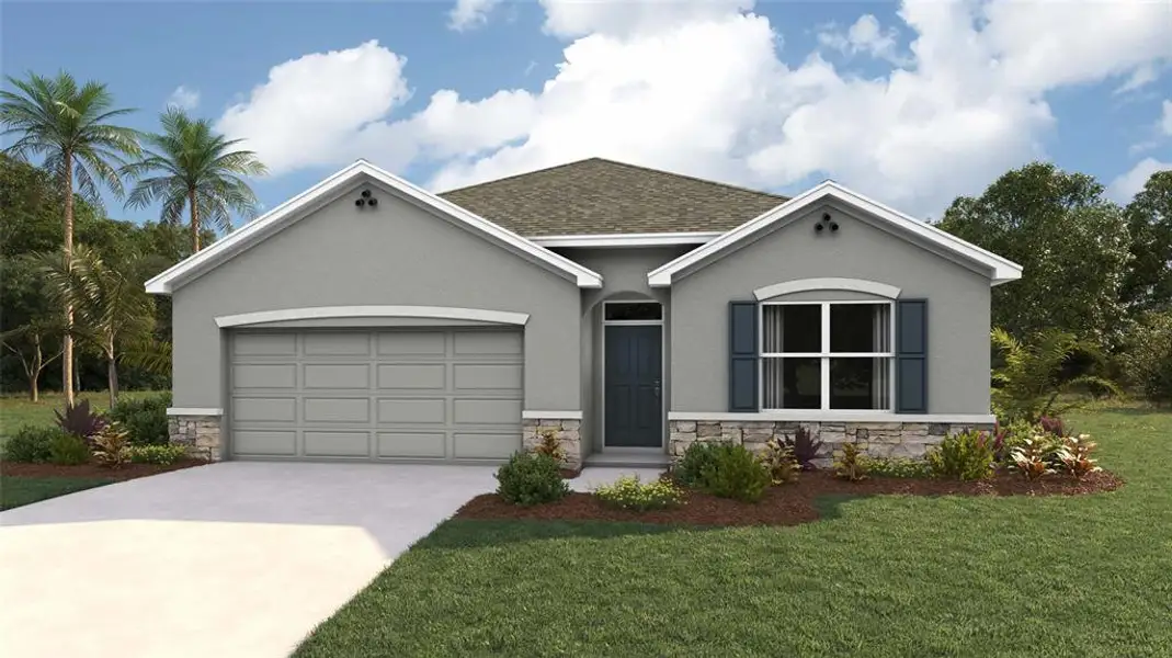 Front exterior of a new home in Sandal Key, Weeki Wachee, FL, highlighting curb appeal (Image 1). Front exterior of a new home in Sandal Key, Weeki Wachee, FL, highlighting curb appeal (Image 1).