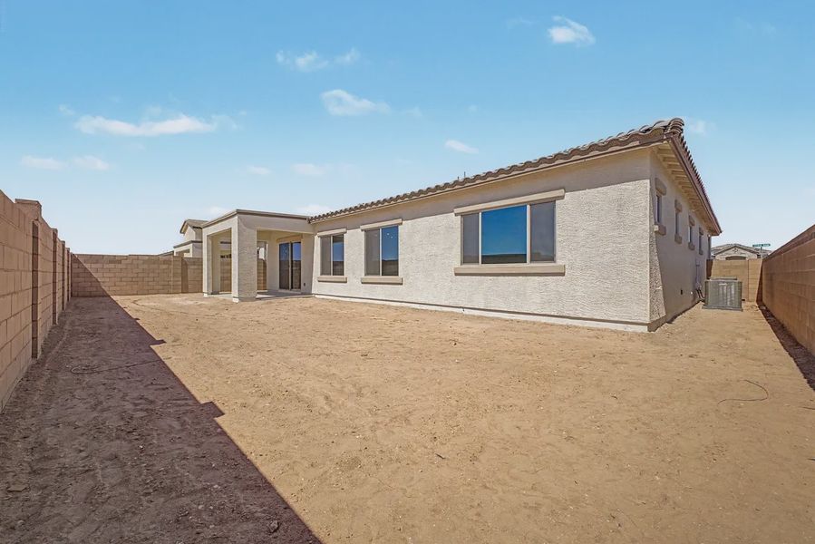 Exterior details and patio area of a home in Valencia at Granite Vista, Waddell (Image 24).
