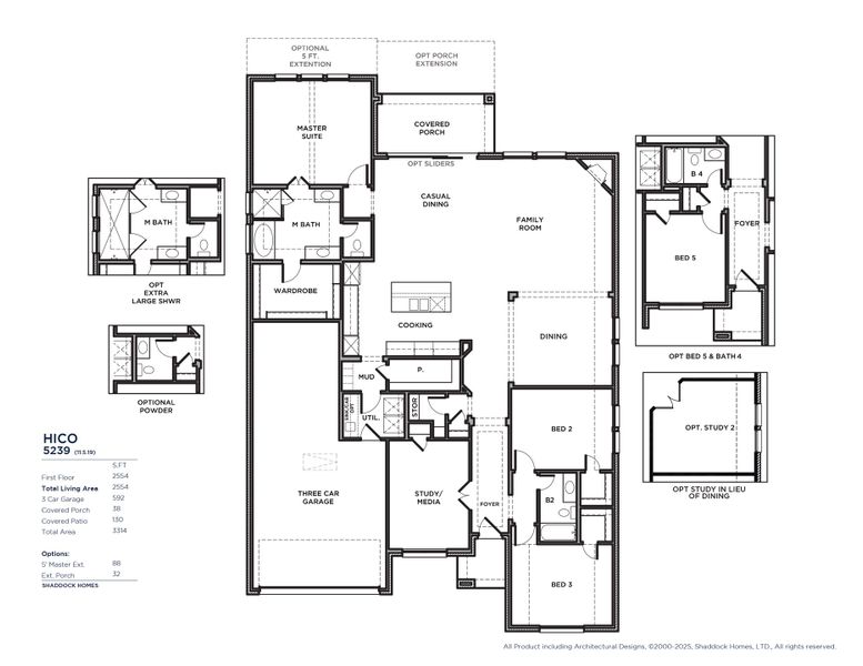 2D floor plan layout for the Hico - SH 5239 by Shaddock Homes in Inspiration - Paradise Village, St. Paul, TX (Image 2).