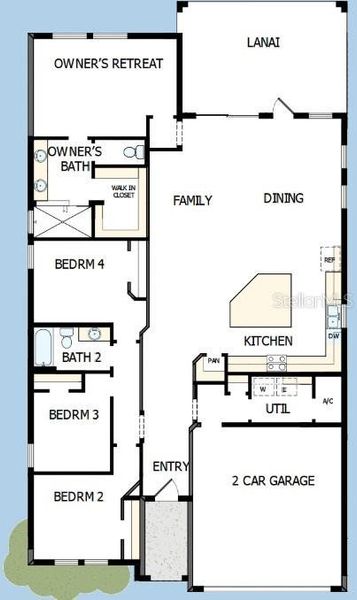 2D floor plan layout of this home in Waterset Classic Series, Apollo Beach, FL (Image 4).