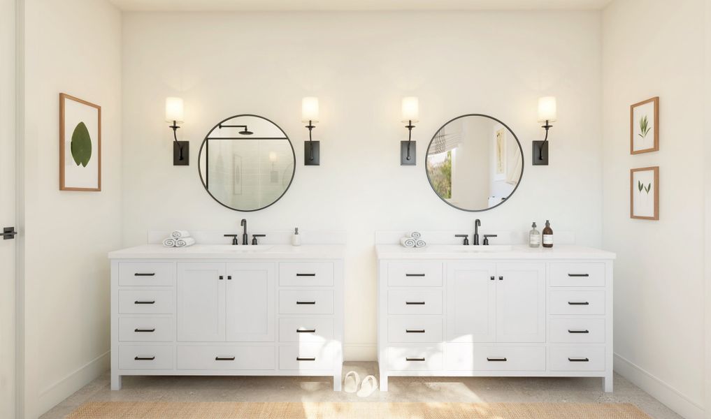 Primary bath with matte black finishes