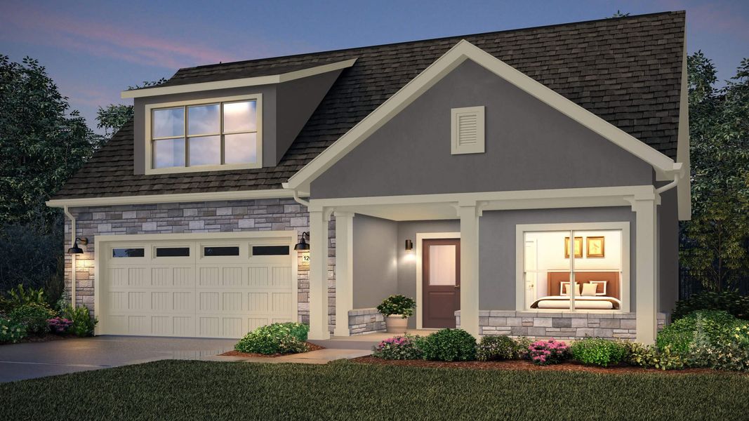 Representative exterior photo of a completed home built from the Promenade by Epcon Communities in The Courtyards at Lupton Village, Fort Lupton, CO (Image 2). Representative exterior photo of a completed home built from the Promenade by Epcon Communities in The Courtyards at Lupton Village, Fort Lupton, CO (Image 2).
