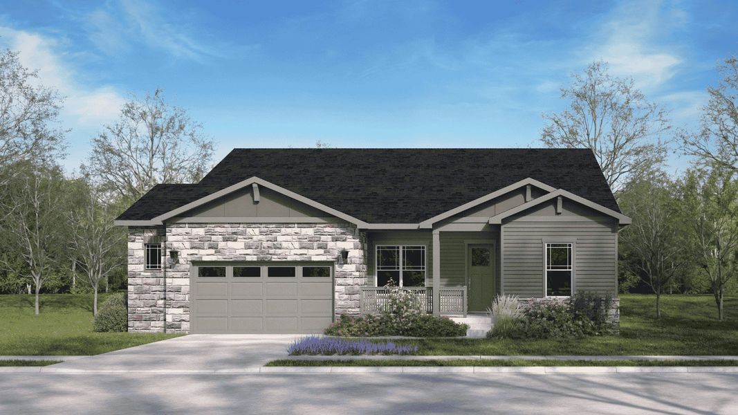 Representative exterior photo of a completed home built from the Grover by D.R. Horton in Vantage, Berthoud, CO (Image 17). Representative exterior photo of a completed home built from the Grover by D.R. Horton in Vantage, Berthoud, CO (Image 17).