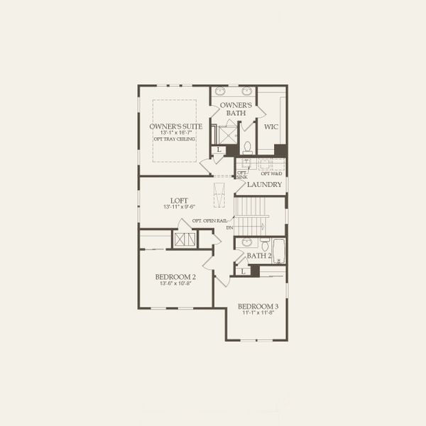 2D floor plan layout for the Rockingham by Pulte Homes in Saunders Farm, Fuquay Varina, NC (Image 6).