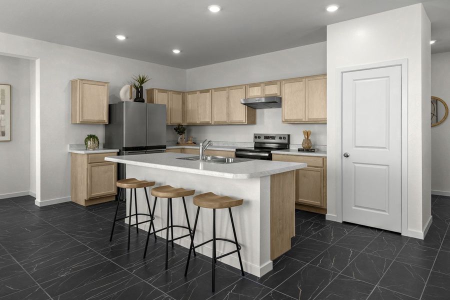 Representative furnished interior of a home built from the 1439 Modeled by KB Home in The Traditions at Teravalis, Buckeye (Image 5).