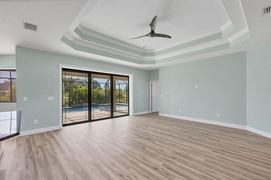 Tray Ceilings and Luxury Vinyl Throughout