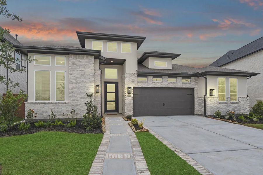Representative exterior photo of a completed home built from the Sweetwater by Chesmar Homes in Steward Estates, Conroe, TX (Image 2). Representative exterior photo of a completed home built from the Sweetwater by Chesmar Homes in Steward Estates, Conroe, TX (Image 2).