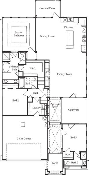 2D floor plan layout for the 2110 by Texas Homes in Ventana, Bulverde, TX (Image 3).