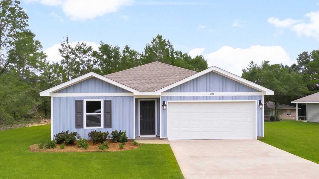 Representative exterior photo of a completed home built from the Freeport by D.R. Horton in Magnolia at the Bluffs Phase 3, Freeport, FL (Image 2).