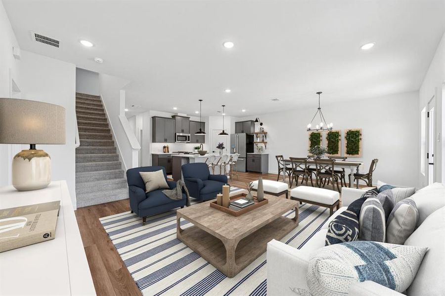 Furnished interior view inside a new home in Aspire at Noble Ridge, Howe (Image 12). Furnished interior view inside a new home in Aspire at Noble Ridge, Howe (Image 12).