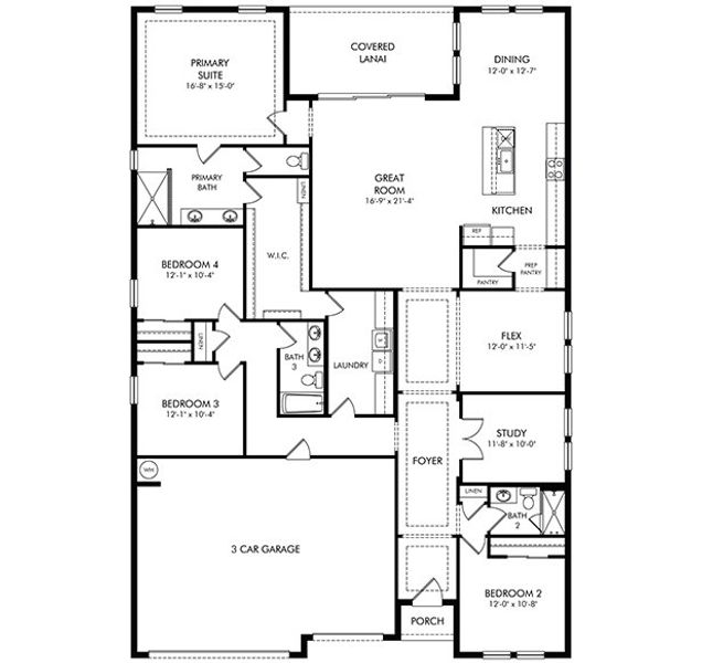 2D floor plan layout of this home in Ridgehaven - Reserve Series, Ormond Beach, FL (Image 2).