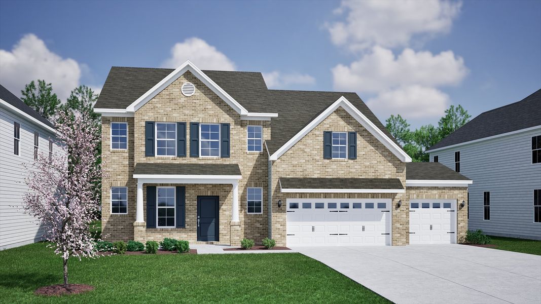 Representative exterior photo of a completed home built from the Nottely - Vanguard Collection by Mungo Homes in Windsor Forest, Anderson, SC (Image 20).